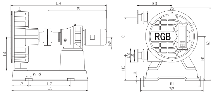 RGB系列蠕动软管泵安装尺寸图